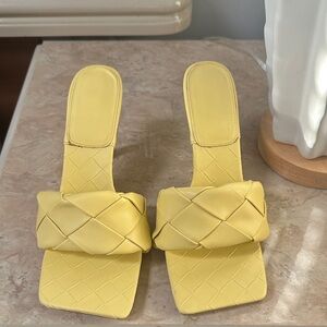 Yellow Quilted Slide Sandals